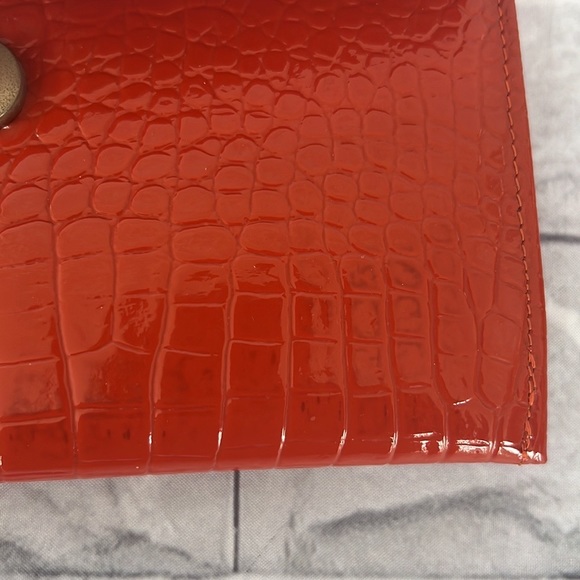 Lamb leather orange trifold wallet - Picture 9 of 10